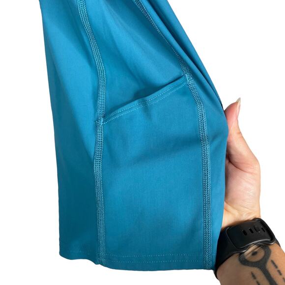 Athleta Infinitey Teal Blue Cross Back Pickleball Romper Shorts Mini Dress SZ M - Picture 6 of 10